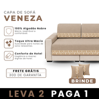 [LEVE 2 PAGUE 1] Capa de Sofá Veneza em 100% Algodão + 2 Almofadas Inclusas