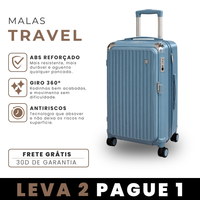 [LEVE 2 PAGUE 1] Mala de Viagem Travel em ABS com Rodinhas 360° Alça Ajustável e Fechamento com Senha
